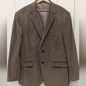 Saddlebred 44R Cotton Brown Corduroy Blazer Sport Coat Suit Jacket 2 Buttons